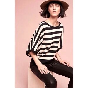 Anthropologie MOTH Striped Ribbed Knit Sweater Small NWT Dolman‎ Sleeves Cotton